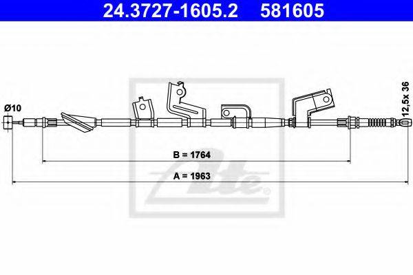 Трос, стоянкова гальмівна система ATE 24.3727-1605.2