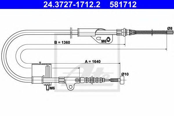 Трос, стояночная тормозная система ATE 24.3727-1712.2