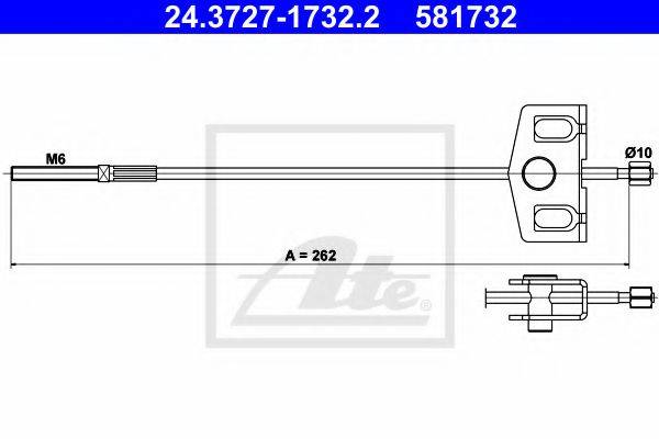 Трос, стояночная тормозная система ATE 24.3727-1732.2