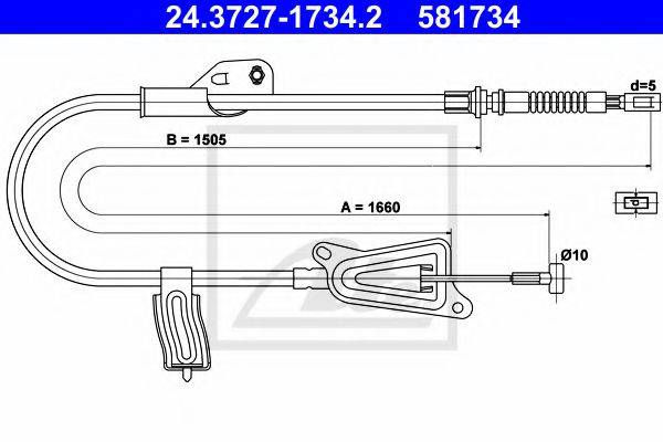 Трос, стояночная тормозная система ATE 24.3727-1734.2