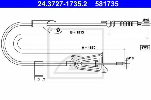 Трос, стояночная тормозная система ATE 24.3727-1735.2