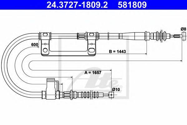 Трос, стояночная тормозная система ATE 24.3727-1809.2