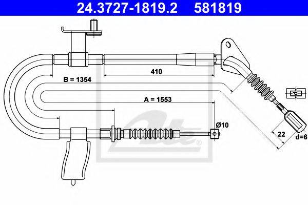 Трос, стояночная тормозная система ATE 24.3727-1819.2