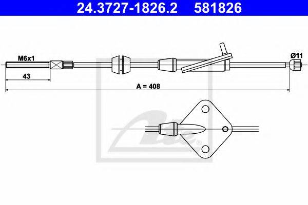 Трос, стояночная тормозная система ATE 24.3727-1826.2