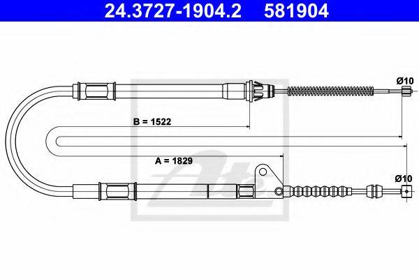 Трос, стояночная тормозная система ATE 24.3727-1904.2