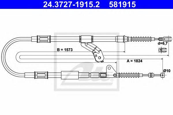 Трос, стоянкова гальмівна система ATE 24.3727-1915.2