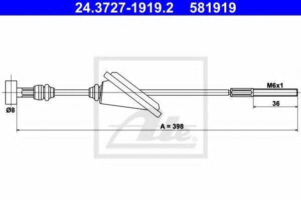 Трос, стояночная тормозная система ATE 24.3727-1919.2