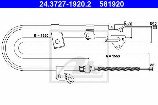 Трос, стояночная тормозная система ATE 24.3727-1920.2
