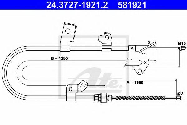 Трос, стояночная тормозная система ATE 24.3727-1921.2