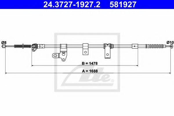 Трос, стояночная тормозная система ATE 24.3727-1927.2