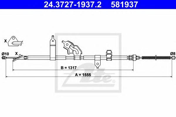 Трос, стояночная тормозная система ATE 24.3727-1937.2