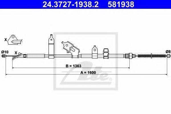 ATE 24372719382 Трос, стояночная тормозная система