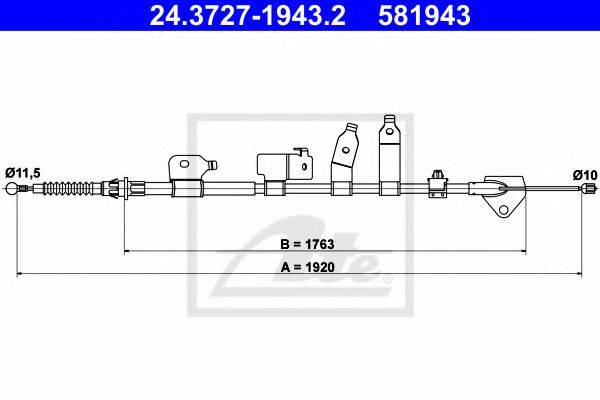 ATE 24372719432 Трос, стояночная тормозная система