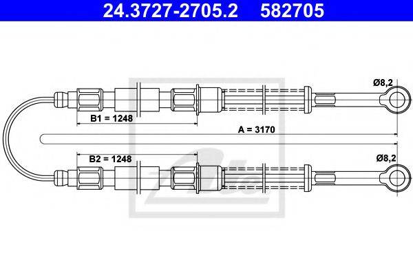 Трос, стояночная тормозная система ATE 24.3727-2705.2