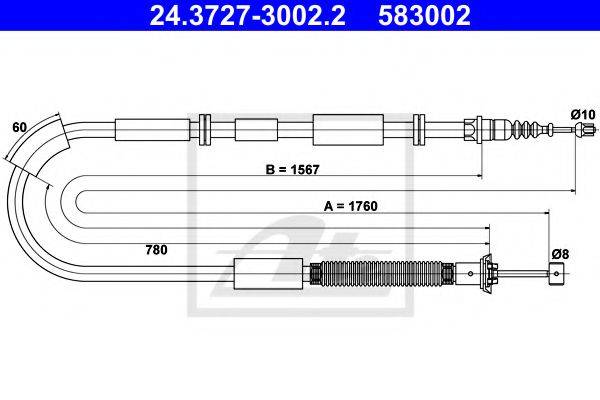 ATE 24372730022 Трос, стояночная тормозная система