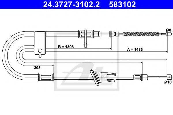 Трос, стояночная тормозная система ATE 24.3727-3102.2