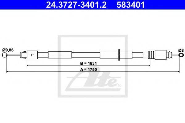 Трос, стояночная тормозная система ATE 24.3727-3401.2