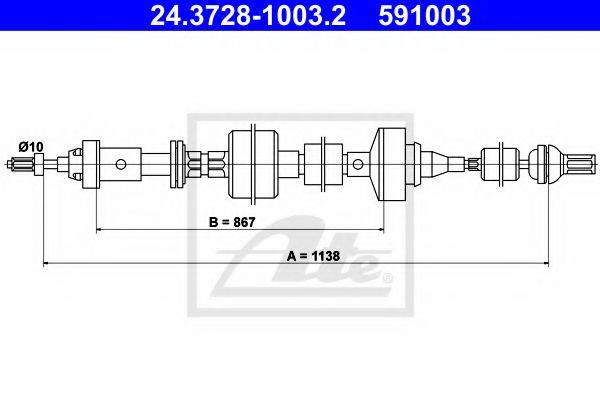 Трос, управление сцеплением ATE 24.3728-1003.2