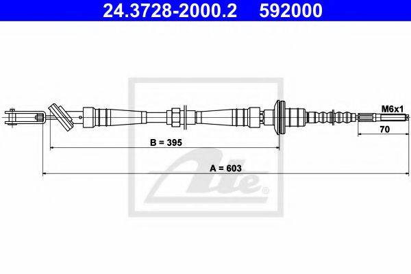Трос, управління зчепленням ATE 24.3728-2000.2
