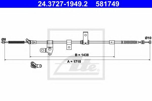 Трос, стояночная тормозная система ATE 24.3727-1949.2