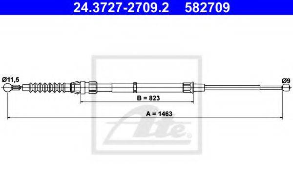 Трос, стоянкова гальмівна система ATE 24.3727-2709.2