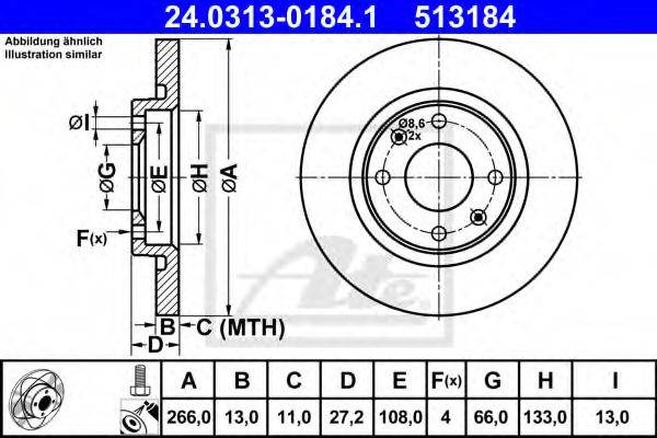 Тормозной диск ATE 24.0313-0184.1