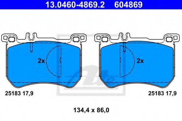 Комплект тормозных колодок, дисковый тормоз ATE 13.0460-4869.2