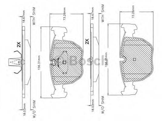 Комплект гальмівних колодок, дискове гальмо BOSCH F 03B 150 261