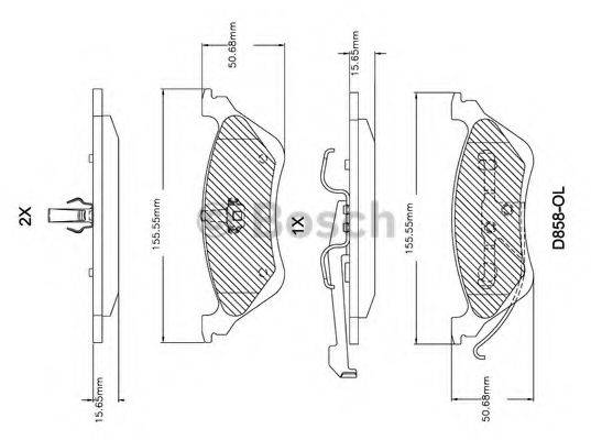 Комплект гальмівних колодок, дискове гальмо BOSCH F 03B 150 303