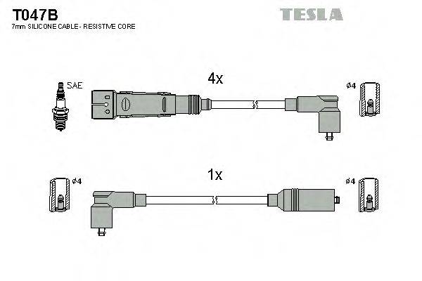 Комплект дротів запалення TESLA T047B