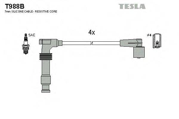TESLA T988B Комплект проводов зажигания