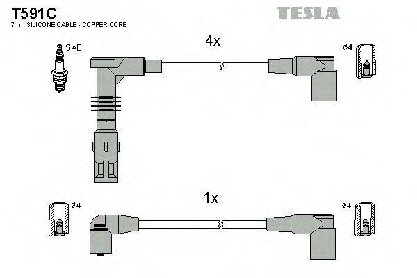 Комплект проводов зажигания TESLA T591C