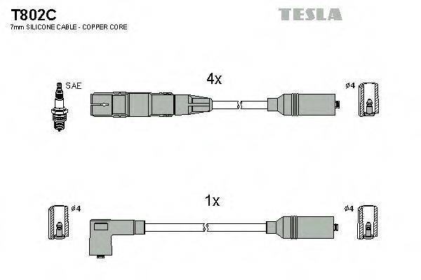 Комплект проводов зажигания TESLA T802C