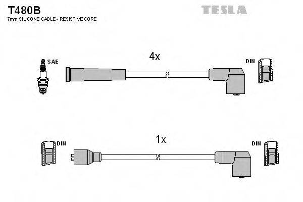 Комплект проводов зажигания TESLA T480B