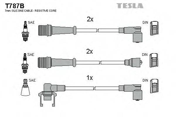 Комплект проводов зажигания TESLA T787B