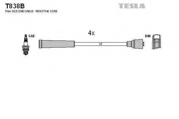 Комплект проводов зажигания TESLA T838B