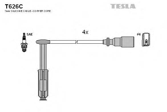 Комплект проводов зажигания TESLA T626C