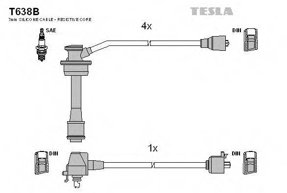 Комплект проводов зажигания TESLA T638B