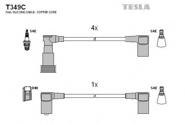 Комплект проводов зажигания TESLA T349C