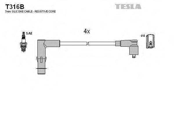 TESLA T316B Комплект проводов зажигания