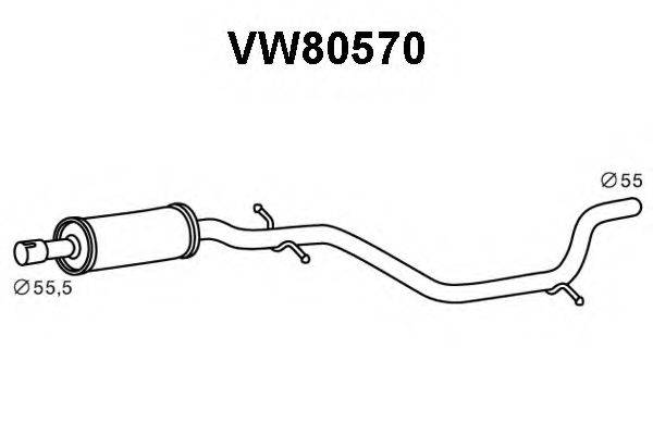 VENEPORTE VW80570 Средний глушитель выхлопных газов