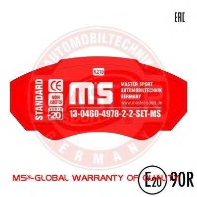 Комплект тормозных колодок, дисковый тормоз MASTER-SPORT 13046049782-SET-MS