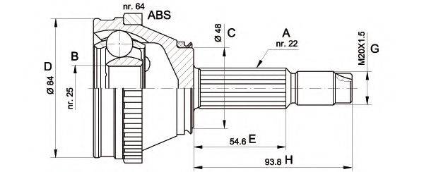 Шарнирный комплект, приводной вал OPEN PARTS CVJ5456.10