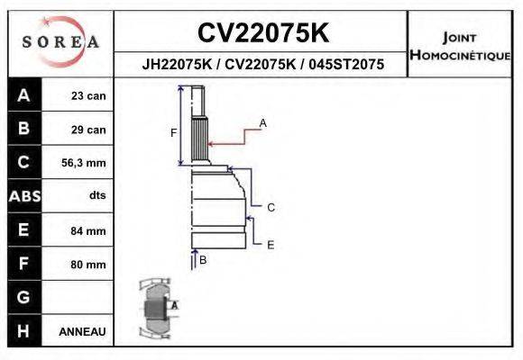 EAI CV22075K Шарнирный комплект, приводной вал