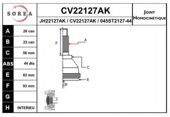EAI CV22127AK Шарнирный комплект, приводной вал