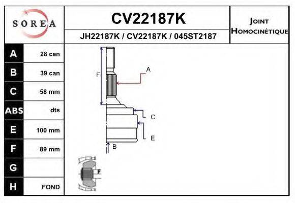 EAI CV22187K Шарнирный комплект, приводной вал