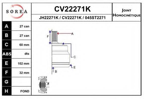 EAI CV22271K Шарнирный комплект, приводной вал