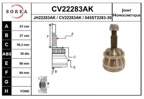 EAI CV22283AK Шарнирный комплект, приводной вал