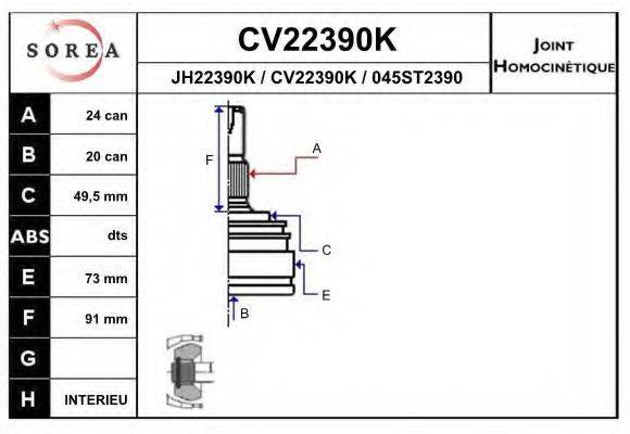 EAI CV22390K Шарнирный комплект, приводной вал