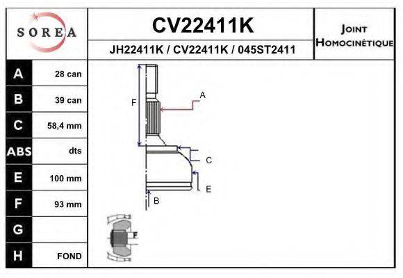 EAI CV22411K Шарнирный комплект, приводной вал